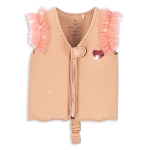 Gilet flotteur à volants à paillettes Gemma - Sable