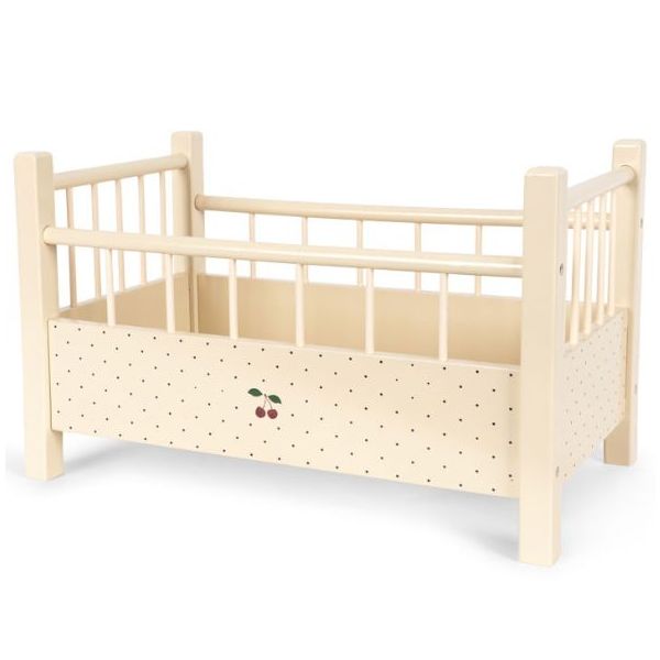 Puppenbett aus Holz - Punkte Kirsch