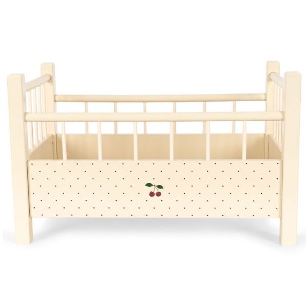 Puppenbett aus Holz - Punkte Kirsch