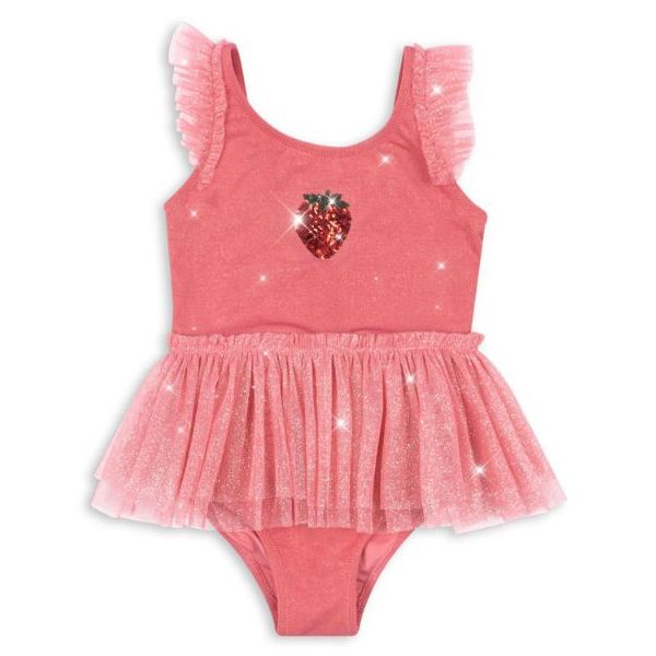 Maillot de bain à volants Amandine - Paillettes Rose