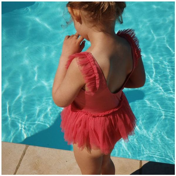Maillot de bain à volants Amandine - Paillettes Rose