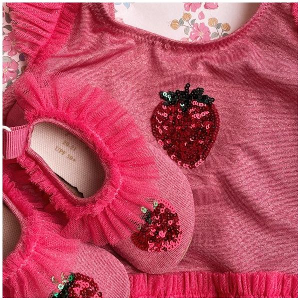 Maillot de bain à volants Amandine - Paillettes Rose