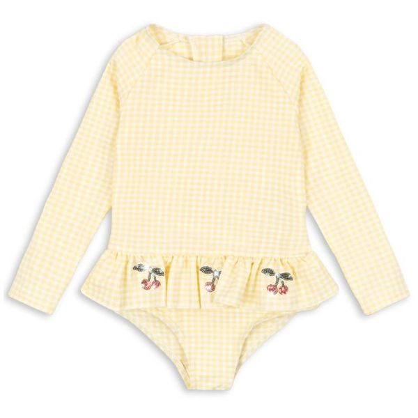 Maillot de bain manches longues Etta - Carreaux Jaune