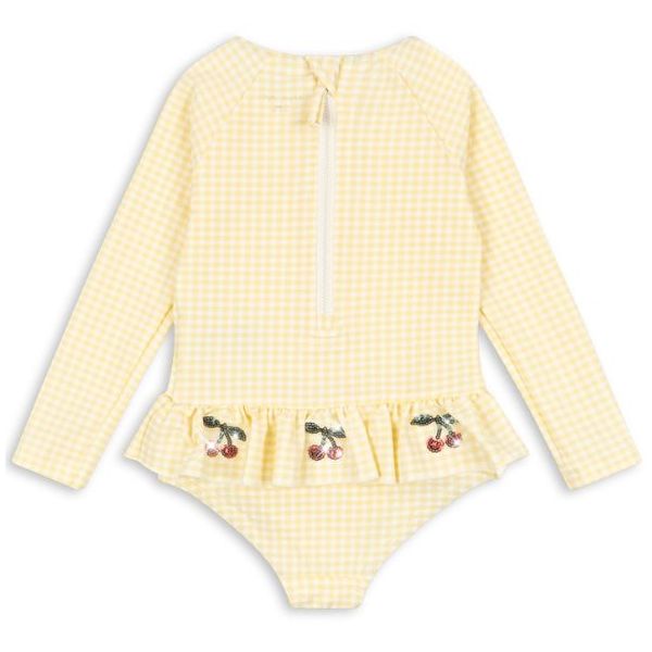 Maillot de bain manches longues Etta - Carreaux Jaune
