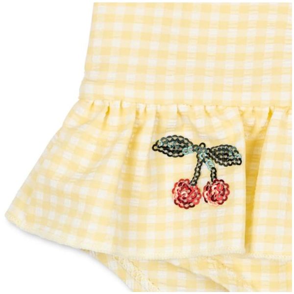 Maillot de bain manches longues Etta - Carreaux Jaune