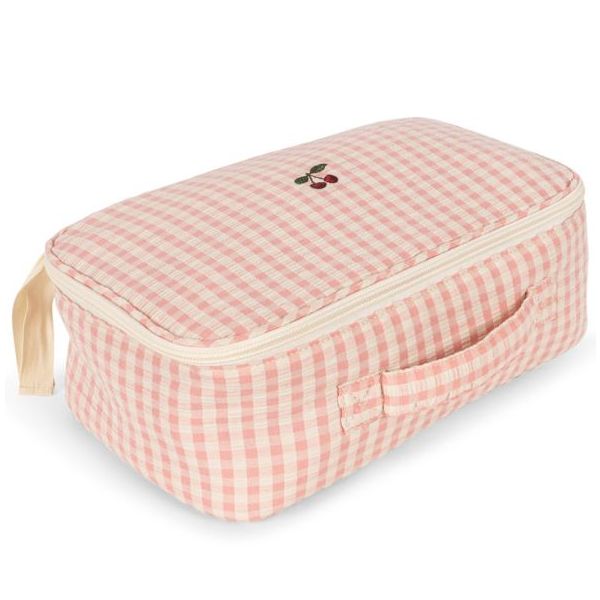 Poupée avec valise d'accessoires - Carreaux Rose
