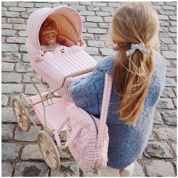 Sac à langer pour poupée - Carreaux Rose