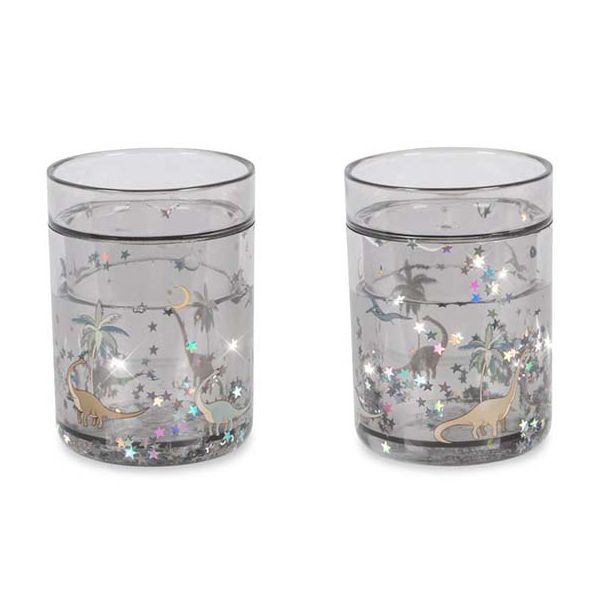 Set de 2 verres à paillettes - Dino