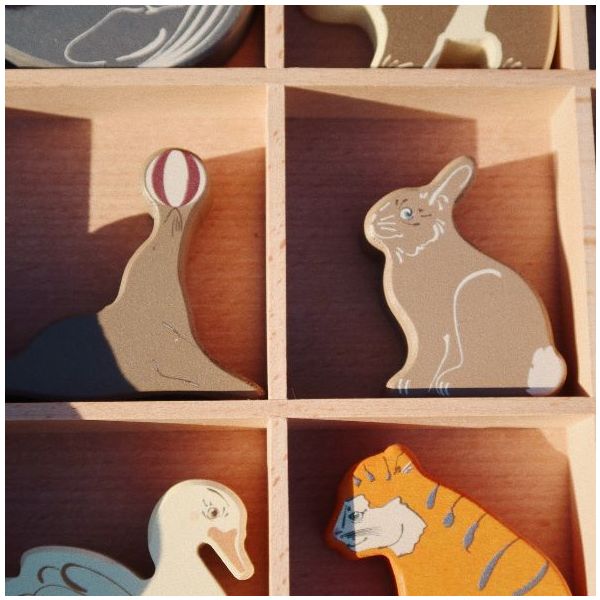Set de 9 animaux en bois - Multi