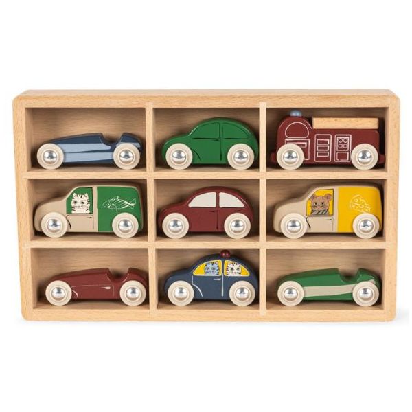 Set de 9 voitures en bois - Multi