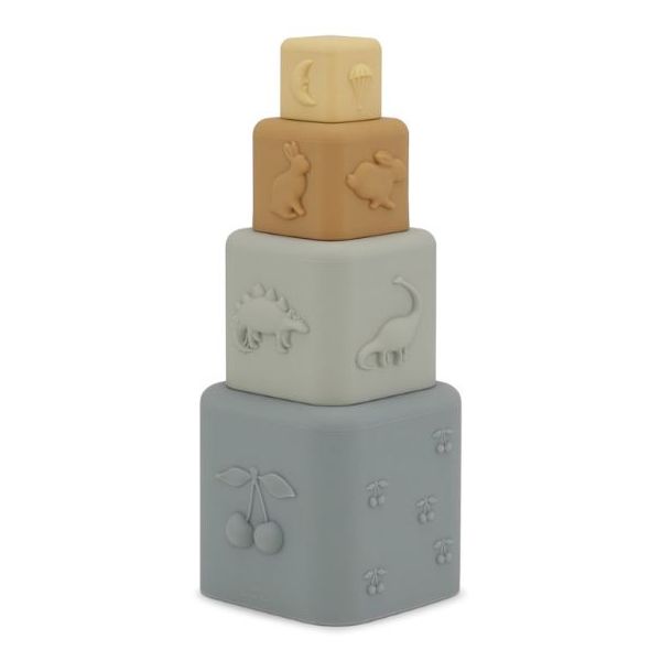 Tour à empiler en silicone - Mix Bleu