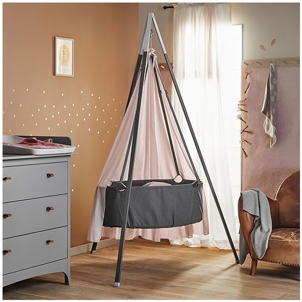 Berceau Classic avec matelas et crochet - Gris