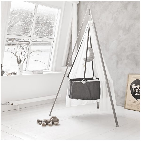 Berceau Classic avec matelas et crochet - Gris