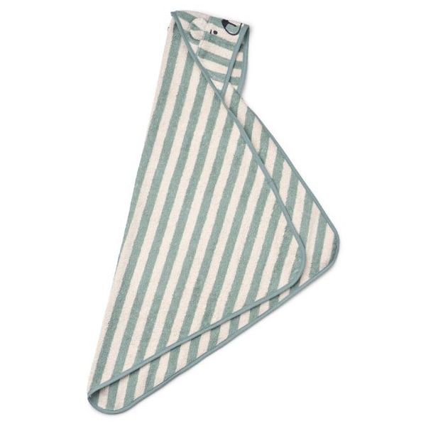 Albert Baby Hooded Towel - Bear Peppermint / Cream Stripes