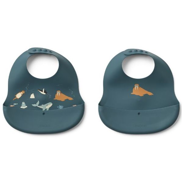 Set de 2 bavoirs en silicone Ember - Mer Arctique
