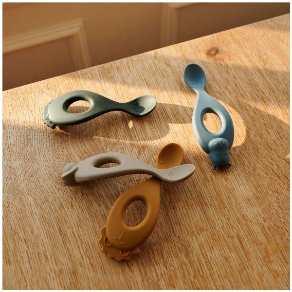 Set de 4 cuillères en silicone Liva - Mix Safari