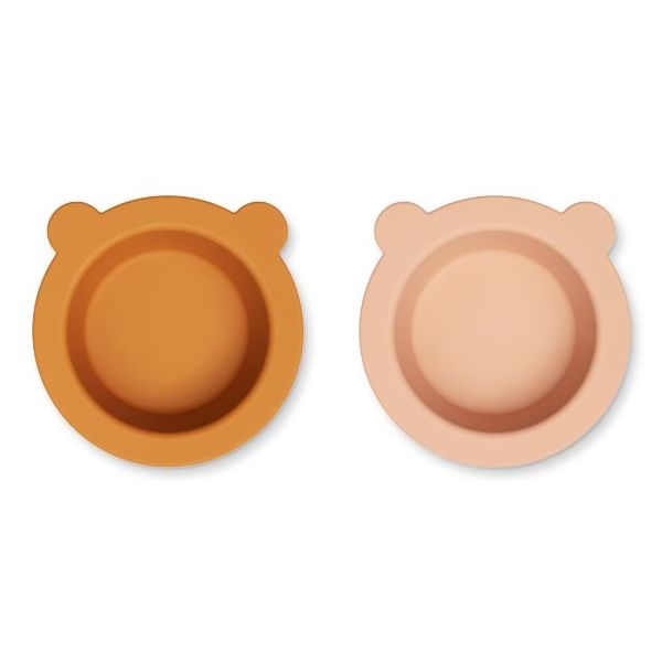 Set de 2 bols ventouse Peony - Moutarde / Rose