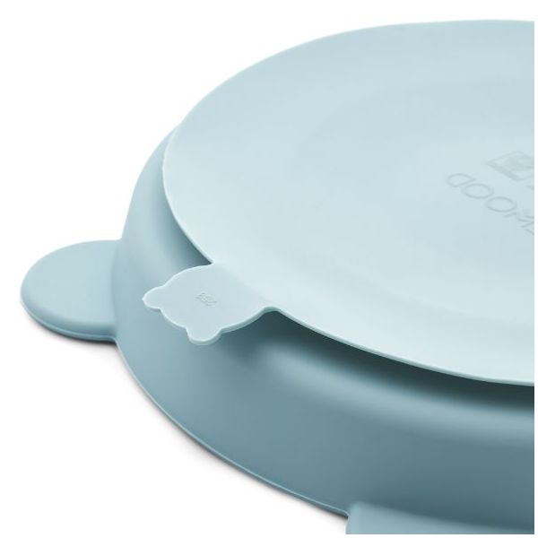 Set de 2 assiettes ventouse à compartiments Stacy - Bleu Ciel / Bleu Foncé