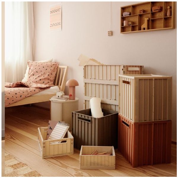 Boîte de rangement sous lit Weston avec couvercle & roulettes - Sable