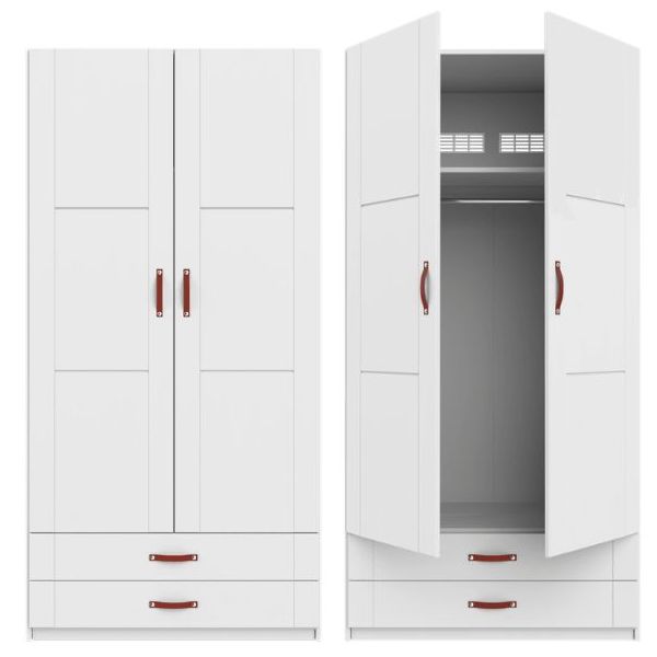 Armoire 100 cm - 2 portes & 2 tiroirs - 1 tringle & 1 étagère