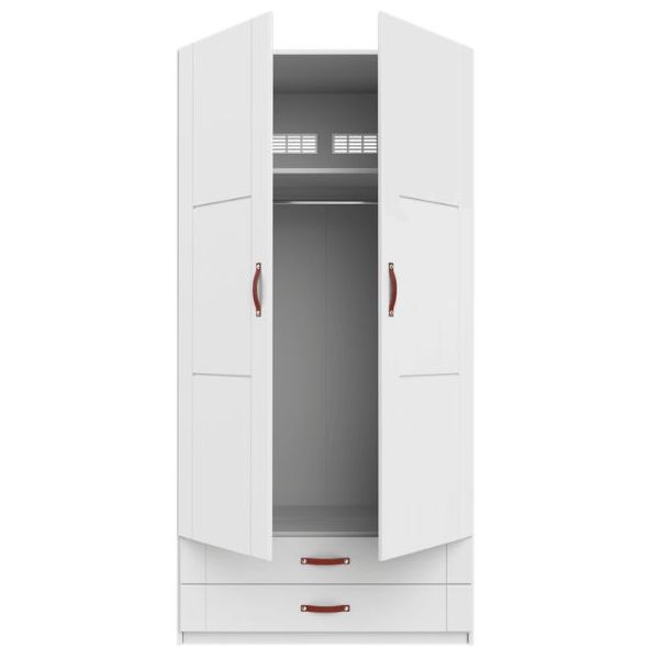 Armoire 100 cm - 2 portes & 2 tiroirs - 1 tringle & 1 étagère