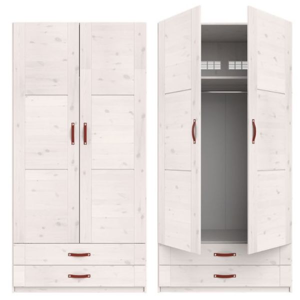 Armoire 100 cm - 2 portes & 2 tiroirs - 1 tringle & 1 étagère