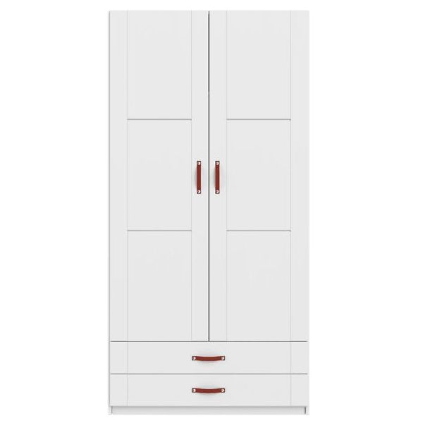 Armoire 100 cm - 2 portes & 2 tiroirs - 1 tringle & 3 étagères