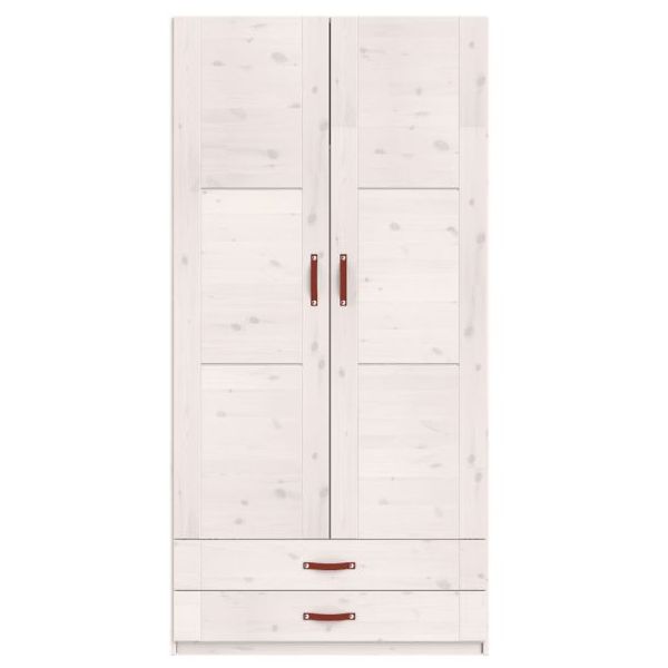 Armoire 100 cm - 2 portes & 2 tiroirs - 1 tringle & 3 étagères