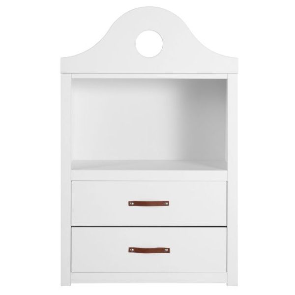 Bibliothèque Horloge - 1 étagère & 2 tiroirs - Blanc