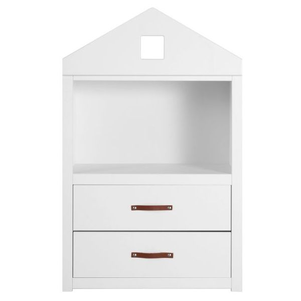 Bibliothèque Maison - 1 étagère & 2 tiroirs - Blanc