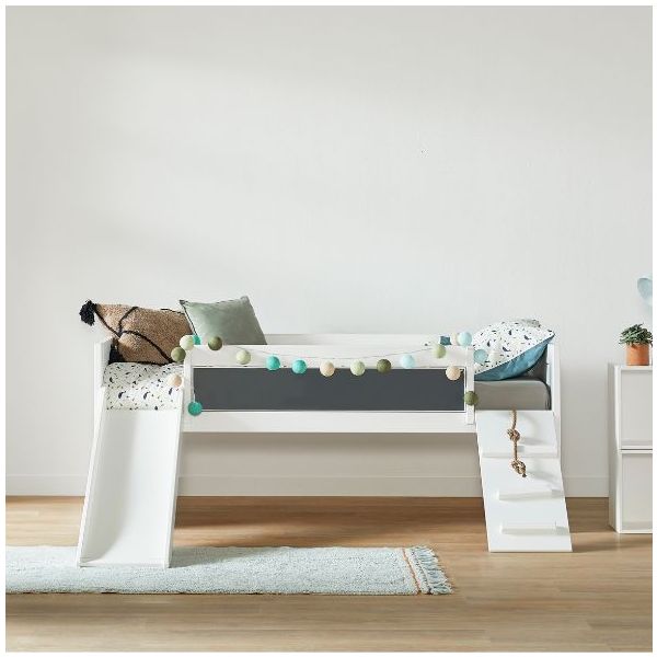 Lit Gigogne avec toboggan et panneau d'escalade