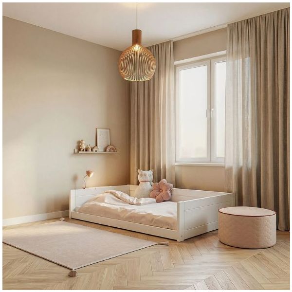 Mitwachsendes Bodenbett Montessori 120 x 200 cm - Weiss