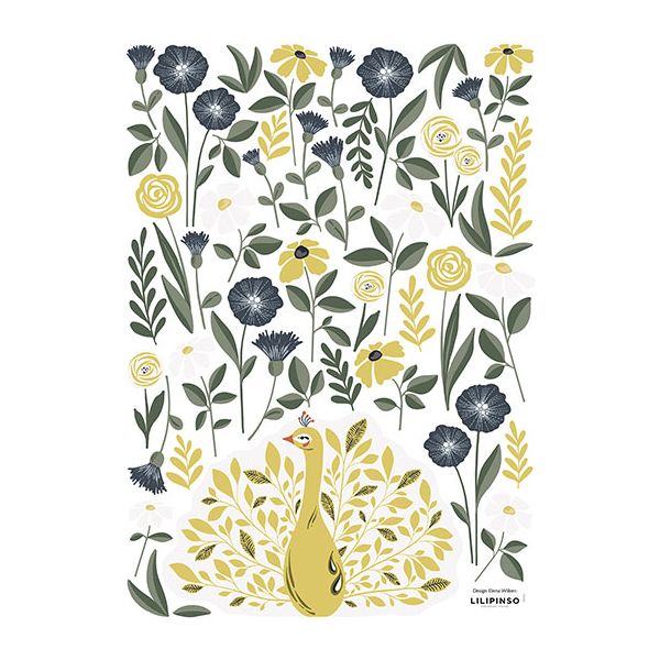 Planche de Stickers (A3) - Fleurs et Paon