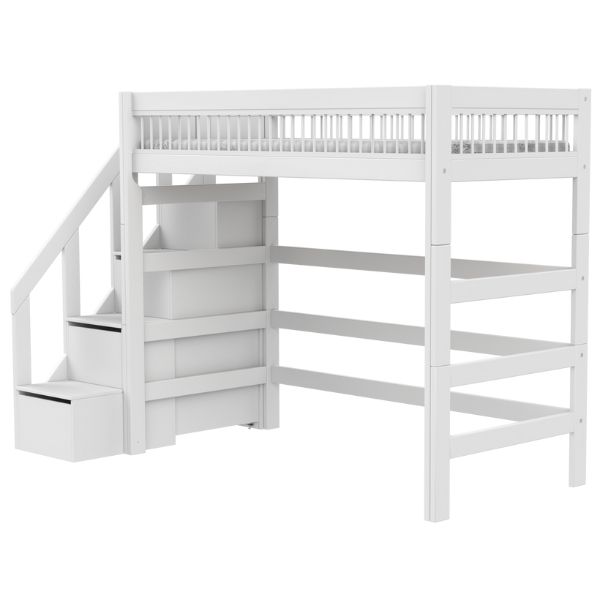 Lit mezzanine 90 x 200 cm hauteur 177 cm avec escalier - Breeze
