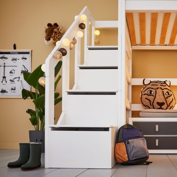 Lit mezzanine 90 x 200 cm hauteur 177 cm avec escalier - Breeze