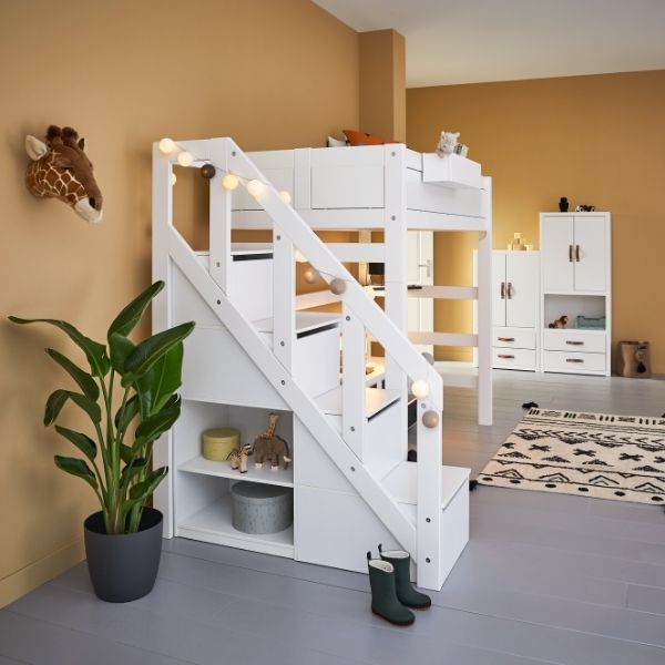 Lit mezzanine 90 x 200 cm hauteur 177 cm avec Escalier - Deluxe