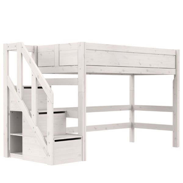 Lit mezzanine 90 x 200 cm mi-hauteur 152 cm avec Escalier - Deluxe