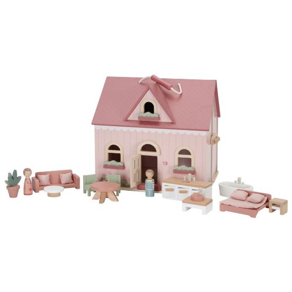 Petite maison de poupée en bois meublée