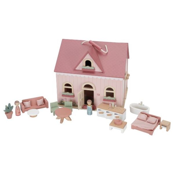 Petite maison de poupée en bois meublée