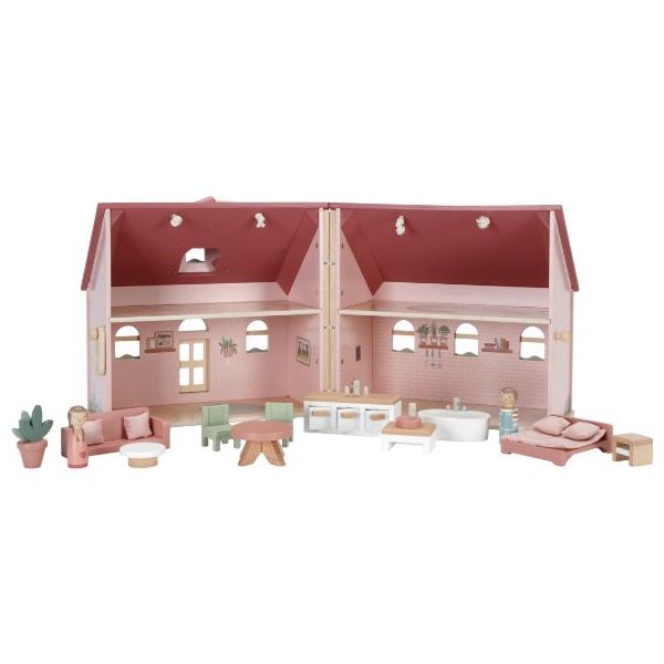 Petite maison de poupée en bois meublée