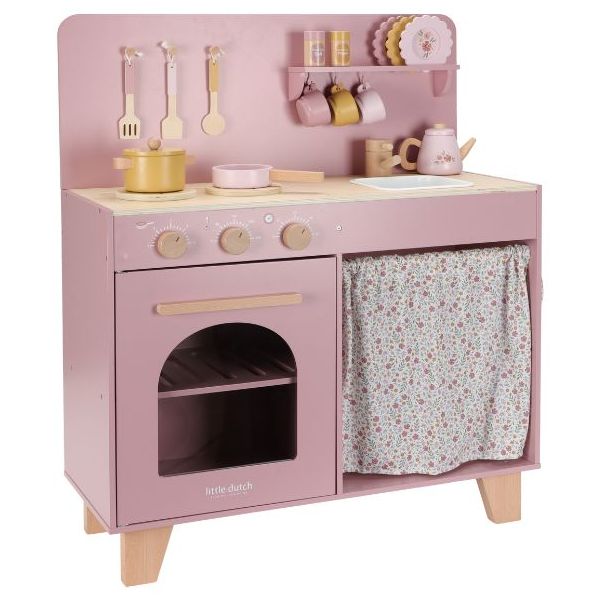 Wooden Play Kitchen with Accessories & Sound - Rose