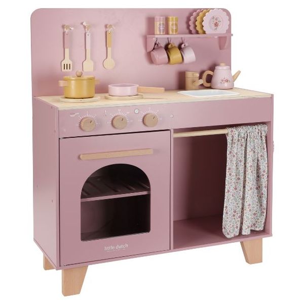 Wooden Play Kitchen with Accessories & Sound - Rose