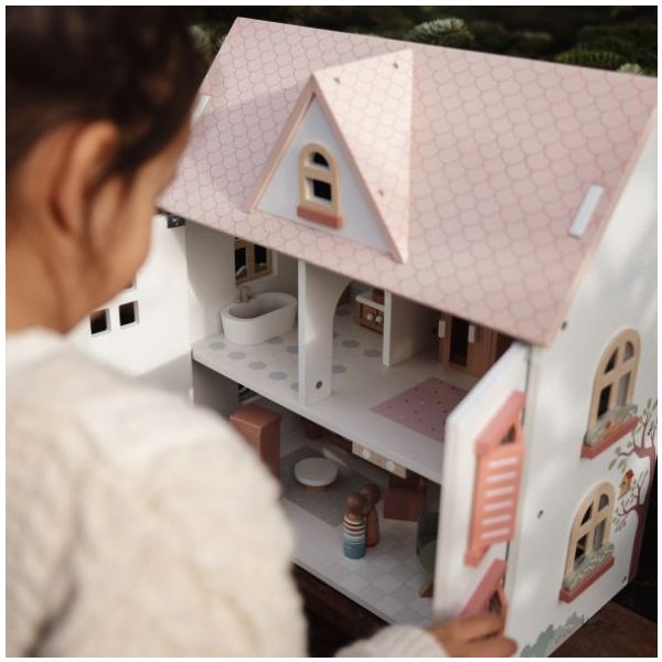 Maison de poupée en bois meublée