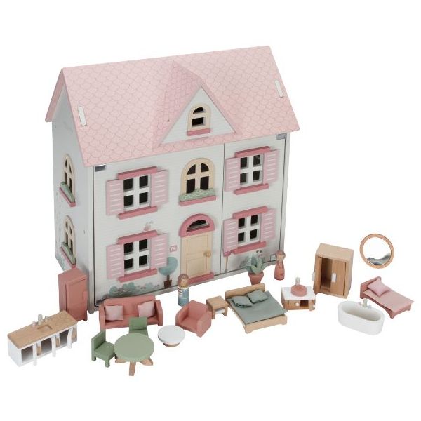 Maison de poupée en bois meublée