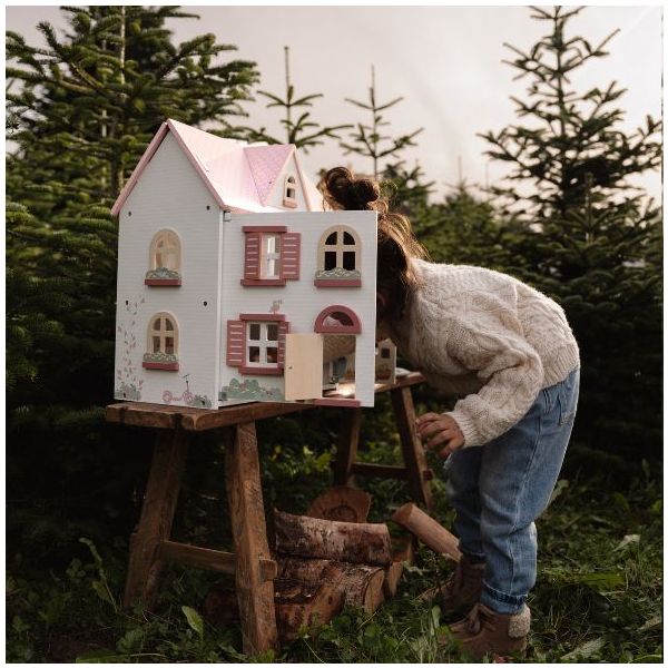 Maison de poupée en bois meublée