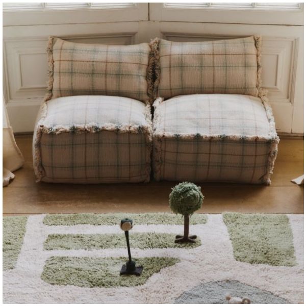 Coussin Tartan - Bleu Sauge