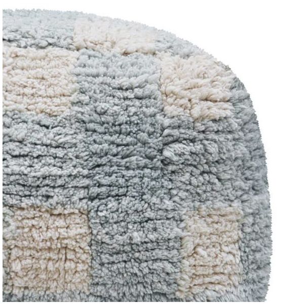 Pouf Lavable Vichy - Bleu Sauge
