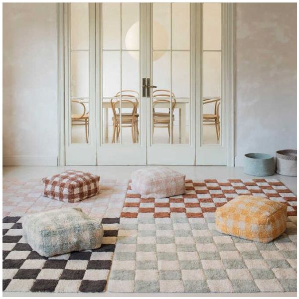 Pouf Lavable Vichy - Miel