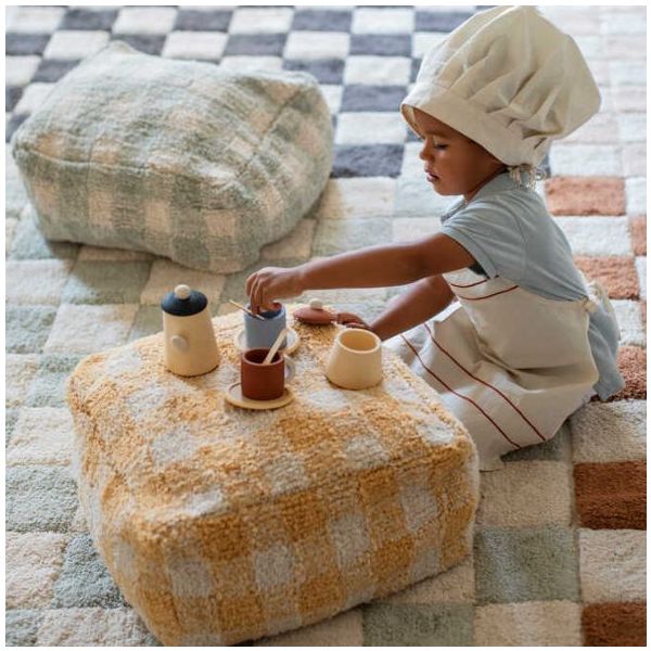 Pouf Lavable Vichy - Miel