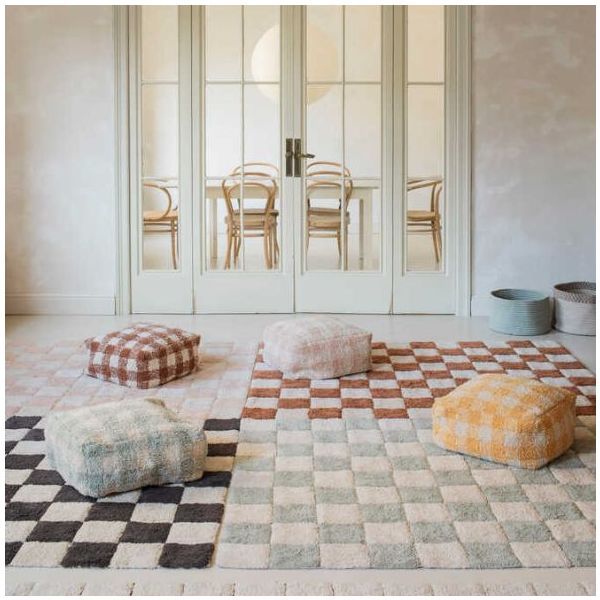 Pouf Lavable Vichy - Rose